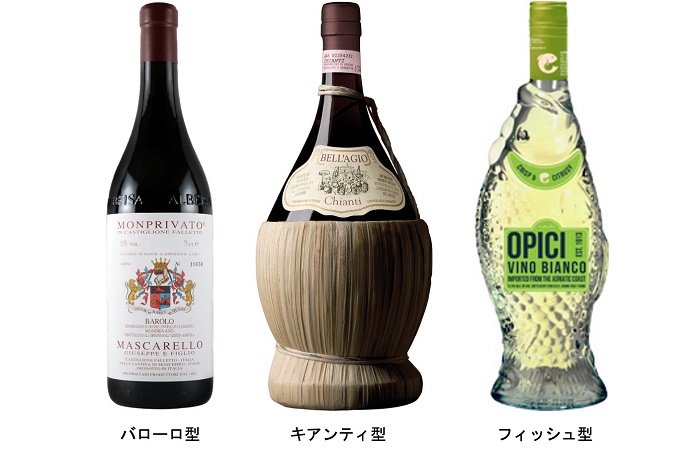 イタリアワインに使われるワインボトル