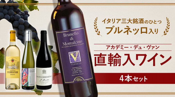 ブルネッロ入り！アカデミー・デュ・ヴァン直輸入ワイン4本セット