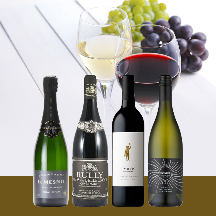 アカデミー・デュ・ヴァン直輸⼊ 泡·⽩·⾚ミックスワイン4本セット-Academie du Vin Mixed Assortment 4-bottle Set