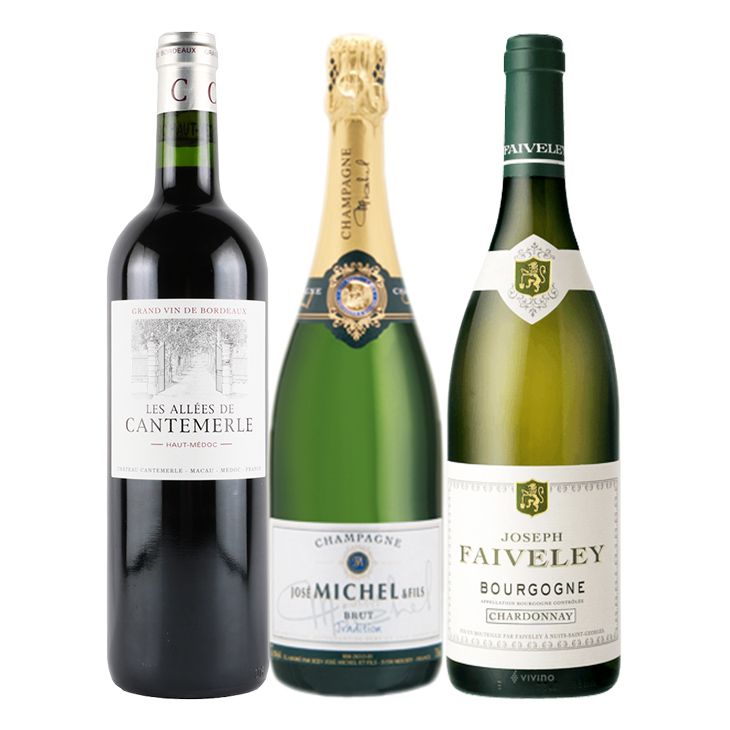 ハーフボトルで銘醸地を制覇！フランス3大産地ハーフボトル3本セット（シャンパーニュ・ブルゴーニュ・ボルドー）- French_3- Half Wine  3-bottle Set