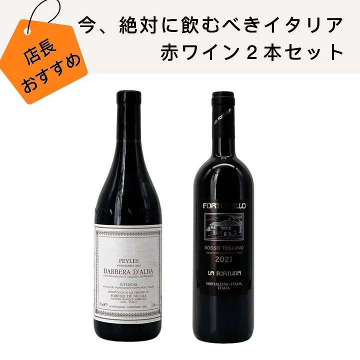 店長おすすめワインセット　今、絶対に飲むべきイタリア赤ワイン2本セット-Caves de la Madeleine Sommelier's Recommendation Italian Red Wine 2-bottle Set