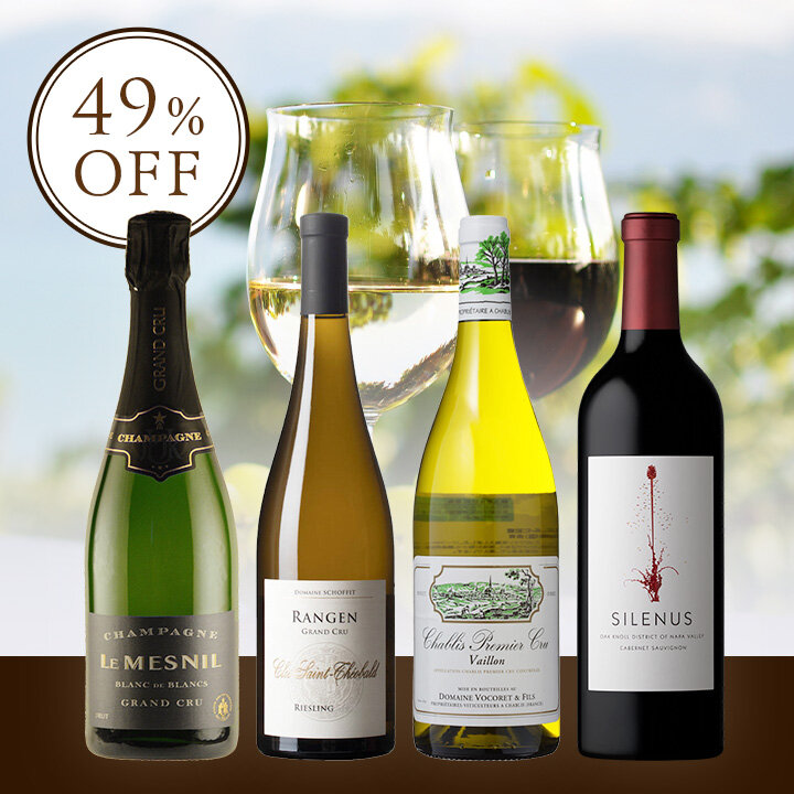 ナパ・カベルネ＆グランクリュ・シャンパーニュ入り　直輸入ワイン デラックス4本セット-Direct import Deluxe 4-bottle set