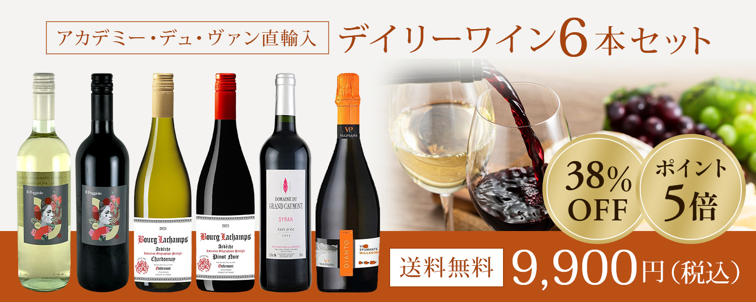アカデミー・デュ・ヴァン直輸入デイリーワイン6本セット送料無料9,900円（税込）[35%OFF][ポイント5倍]