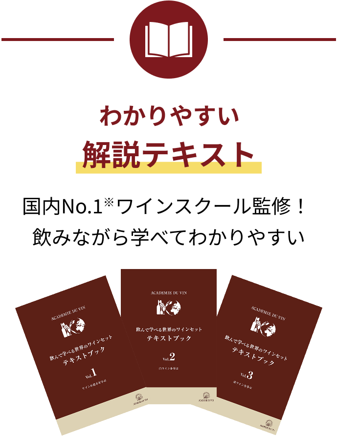 わかりやすい解説テキスト 国内No.1※ワインスクール監修！飲みながら学べてわかりやすい